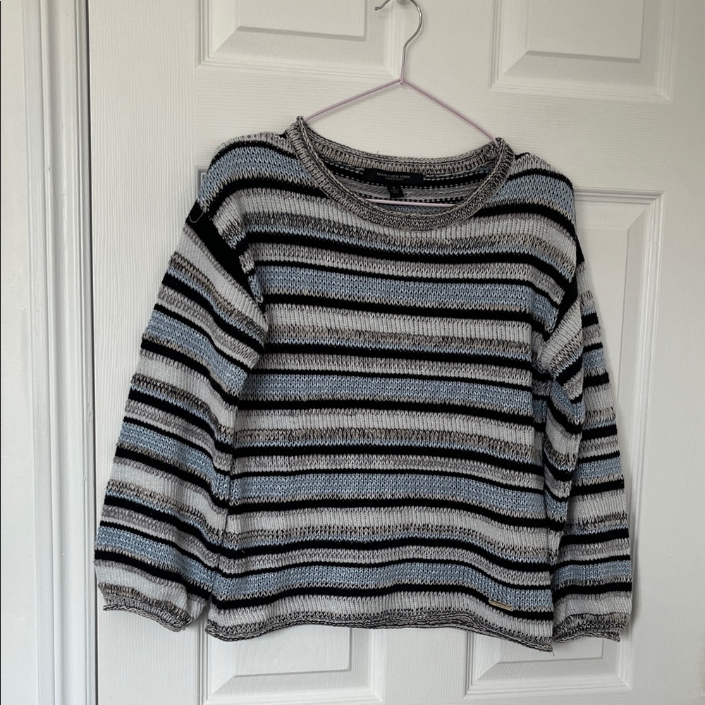 Striped Black Blue and Gray Sweater